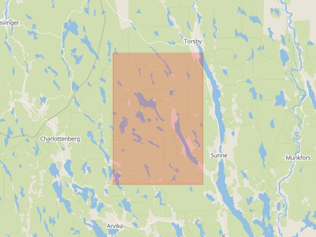 Karta som med röd fyrkant ramar in Gräsmark, Sunne, Värmlands län