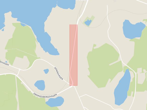 Karta som med röd fyrkant ramar in Valhallavägen, Ludvika, Dalarnas län