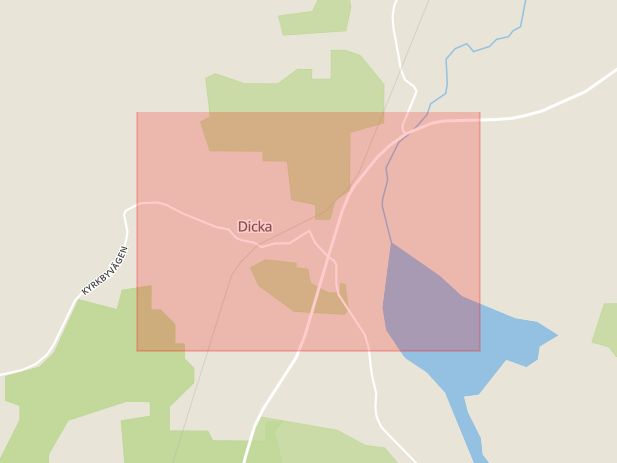 Karta som med röd fyrkant ramar in Dicka, Avesta, Dalarnas län