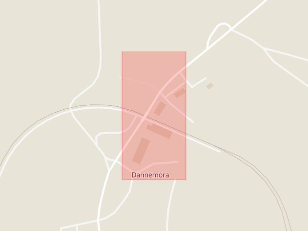 Karta som med röd fyrkant ramar in Dannemora, Gruvhål, Östhammar, Uppsala län