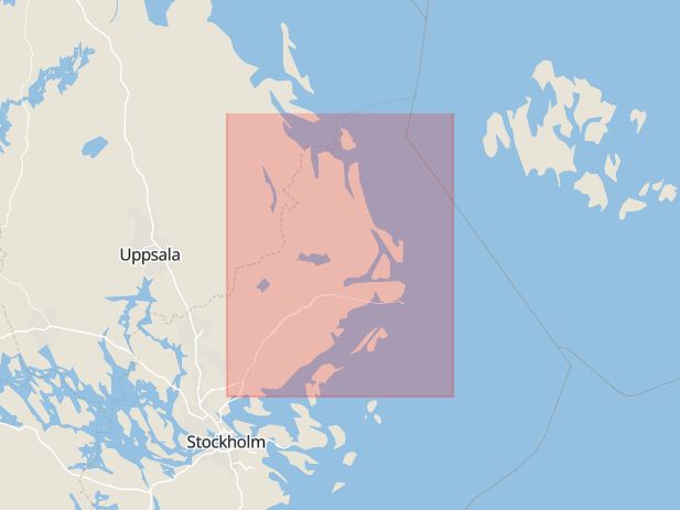 Karta som med röd fyrkant ramar in Rimbo, Centralvägen, Tomtavägen, Norrtälje, Stockholms län