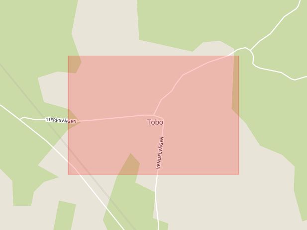Karta som med röd fyrkant ramar in Tobo, Tierp, Uppsala län