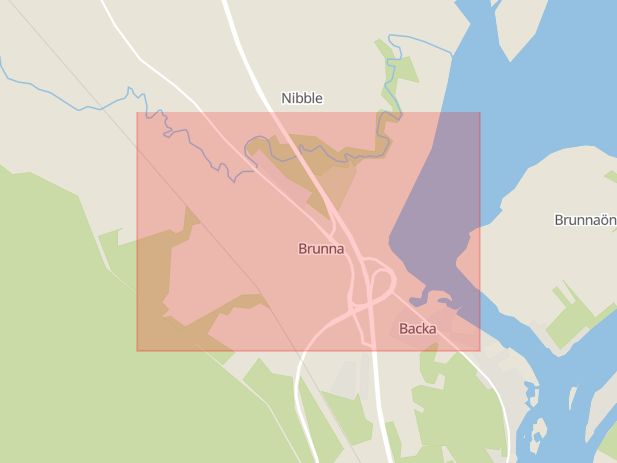 Karta som med röd fyrkant ramar in Trafikplats Brunna, Hedemora, Dalarnas län