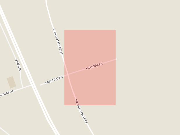 Karta som med röd fyrkant ramar in Kranvägen, Hedemora, Dalarnas län
