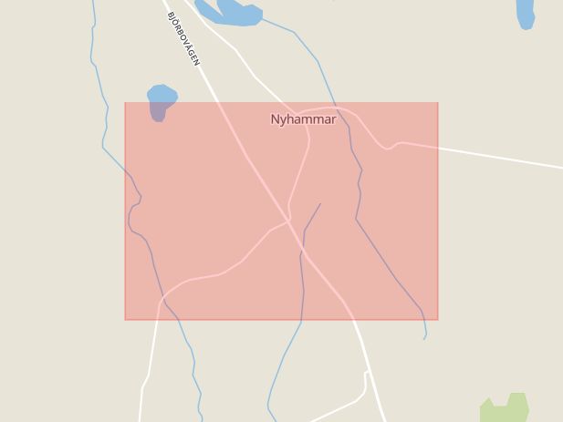 Karta som med röd fyrkant ramar in Nyhammar, Ludvika, Dalarnas län
