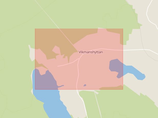 Karta som med röd fyrkant ramar in Vikmanshyttan, Hedemora, Dalarnas län