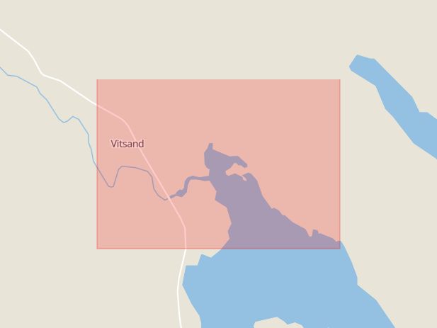 Karta som med röd fyrkant ramar in Vitsand, Torsby, Värmlands län