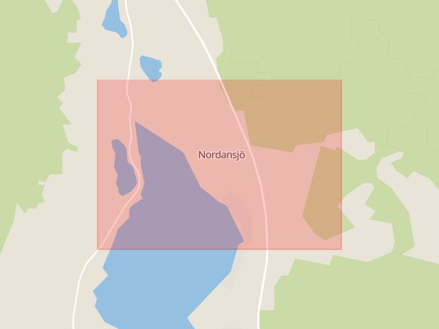 Karta som med röd fyrkant ramar in Nordansjö, Hedemora, Dalarnas län