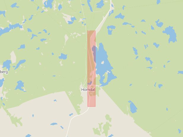 Karta som med röd fyrkant ramar in Stora Vägen, Horndal, Avesta