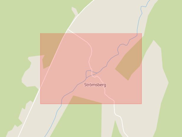Karta som med röd fyrkant ramar in Strömsberg, Västland, Tierp, Uppsala län