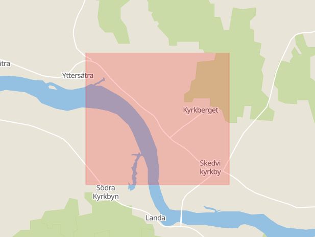 Karta som med röd fyrkant ramar in Landsvägen, Kyrkbyn, Säter, Dalarnas län