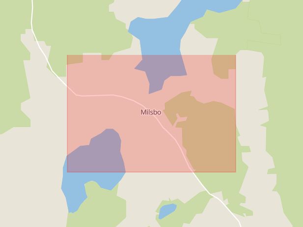 Karta som med röd fyrkant ramar in Milsbo, Borlänge, Dalarnas län