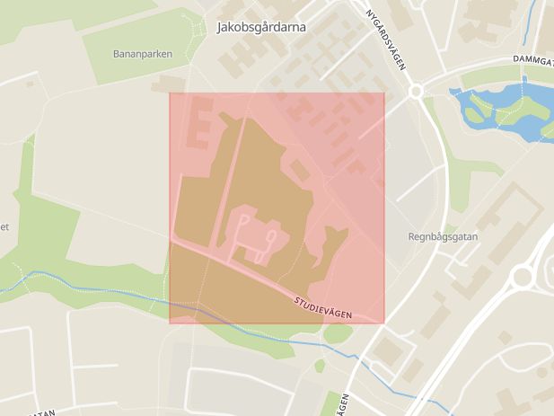 Karta som med röd fyrkant ramar in Studieplan, Borlänge, Dalarnas län