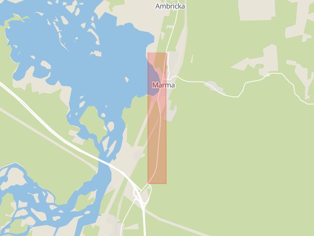 Karta som med röd fyrkant ramar in Marma, Gävlevägen, Älvkarleby, Uppsala län