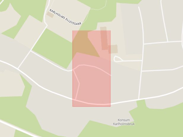 Karta som med röd fyrkant ramar in Björkvägen, Tierp, Uppsala län