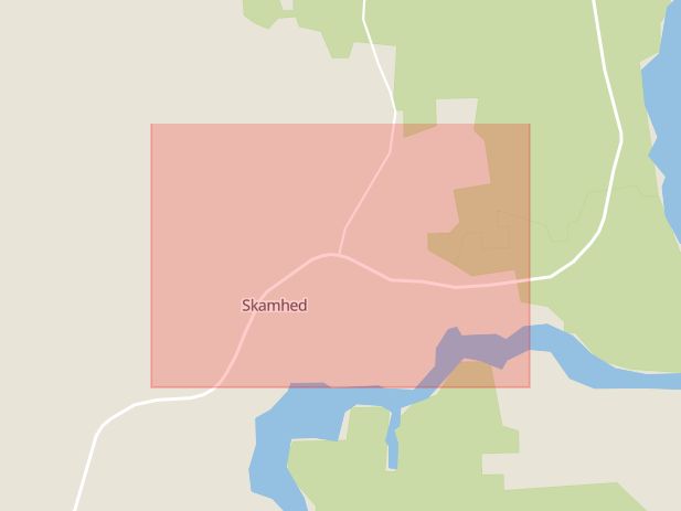 Karta som med röd fyrkant ramar in Skamhed, Vansbro, Dalarnas län