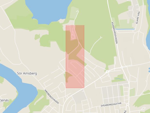 Karta som med röd fyrkant ramar in Kvarnsveden, Bysjövägen, Borlänge, Dalarnas län