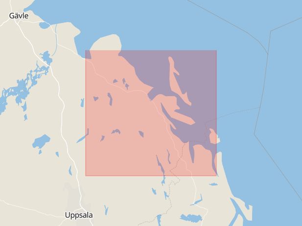 Karta som med röd fyrkant ramar in Östhammars Kommun, Östhammar, Uppsala län
