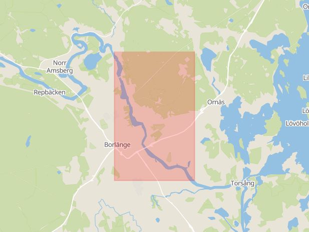 Karta som med röd fyrkant ramar in Hönsarvet, Borlänge, Dalarnas län