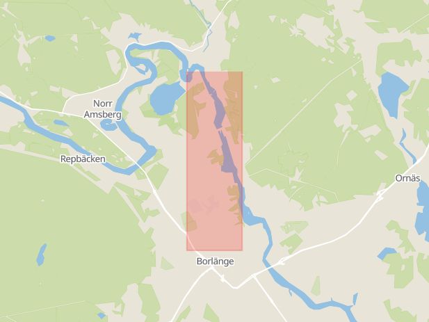 Karta som med röd fyrkant ramar in Kvarnsvedsvägen, Kvarnsveden, Borlänge, Dalarnas län