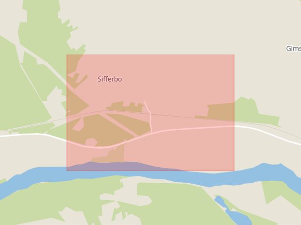 Karta som med röd fyrkant ramar in Sifferbo, Gagnef, Dalarnas län