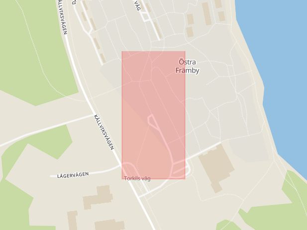 Karta som med röd fyrkant ramar in Östra Främby, Falun, Dalarnas län