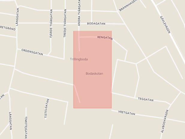 Karta som med röd fyrkant ramar in Bodaskolan, Skutskär, Älvkarleby, Uppsala län