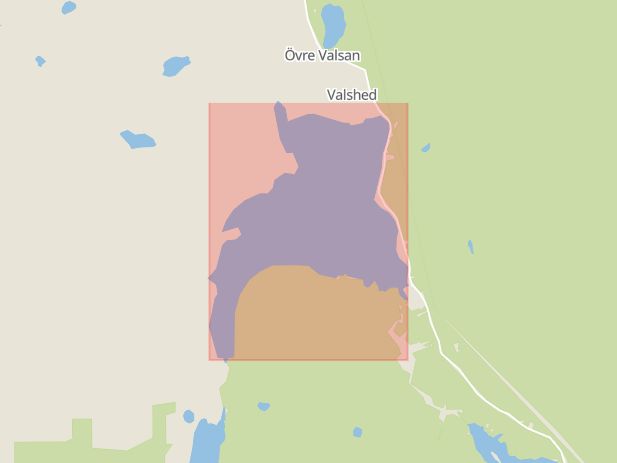 Karta som med röd fyrkant ramar in Insjön, Övre Valsan, Leksands Kommun, Leksand, Dalarnas län