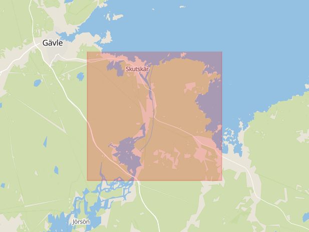 Karta som med röd fyrkant ramar in Gårdskär, Älvkarleby Kommun, Akademiska Sjukhuset, Uppsala, Nordström, Älvkarleby, Uppsala län