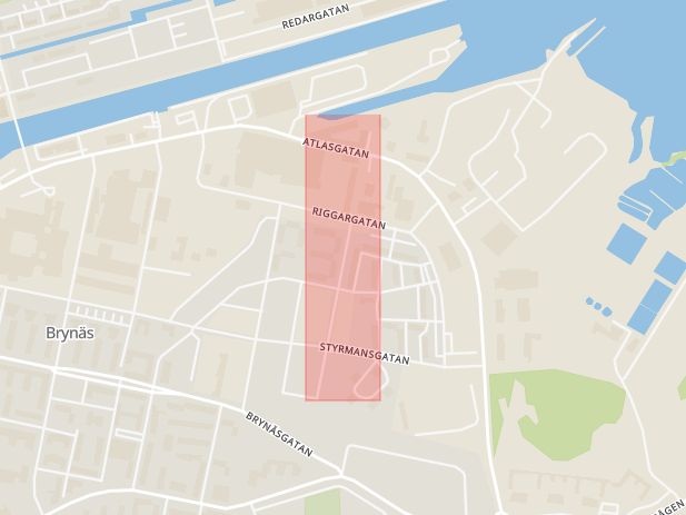 Karta som med röd fyrkant ramar in Brynäs, Lysgatan, Gävle, Gävleborgs län