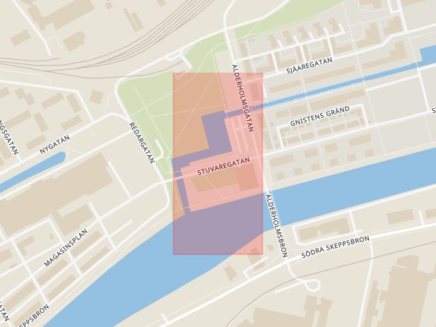 Karta som med röd fyrkant ramar in Gävle Strand, Gävle, Gävleborgs län