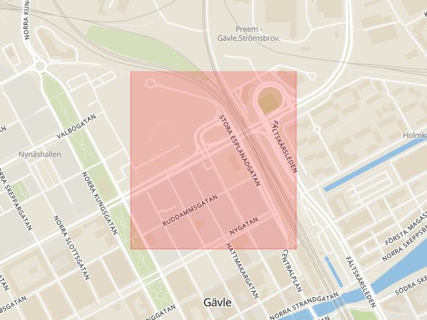 Karta som visar ungefär var händelsen Stöld/inbrott: En familj som kommer hem till sin lägenhet på Stora Esplanadgatan upptäckte att det varit inbrott. inträffat