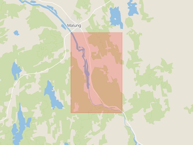 Karta som med röd fyrkant ramar in Västerdalälven, Malung, Malung-sälen, Dalarnas län