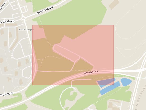 Karta som med röd fyrkant ramar in Sätra, Folkparksvägen, Gävle, Gävleborgs län