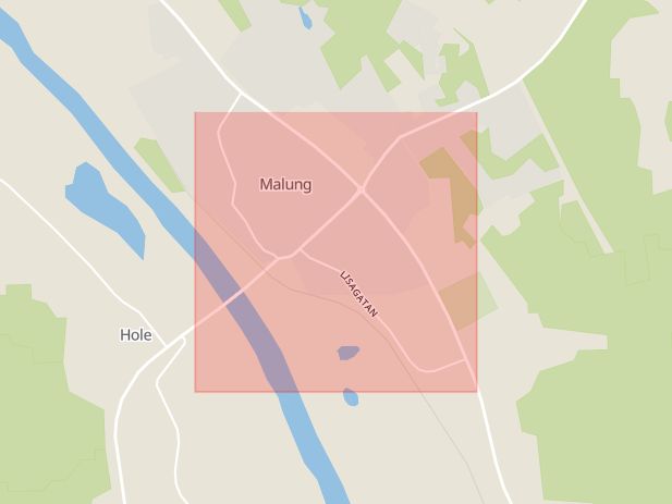 Karta som med röd fyrkant ramar in Lisagatan, Malung, Malung-sälen, Dalarnas län