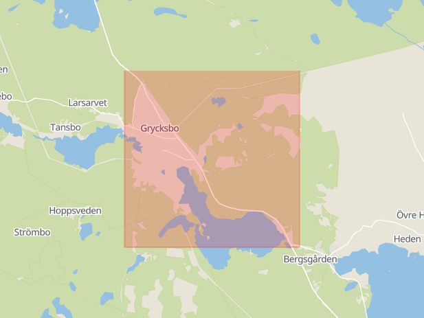 Karta som med röd fyrkant ramar in Rättviksvägen, Grycksbo, Falun, Dalarnas län