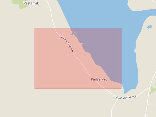 Karta som med röd fyrkant ramar in Karlsarvet, Leksand, Dalarnas län