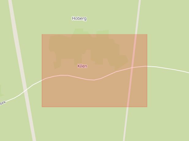 Karta som med röd fyrkant ramar in Kilen, Mora Lasarett, Leksand, Dalarnas län
