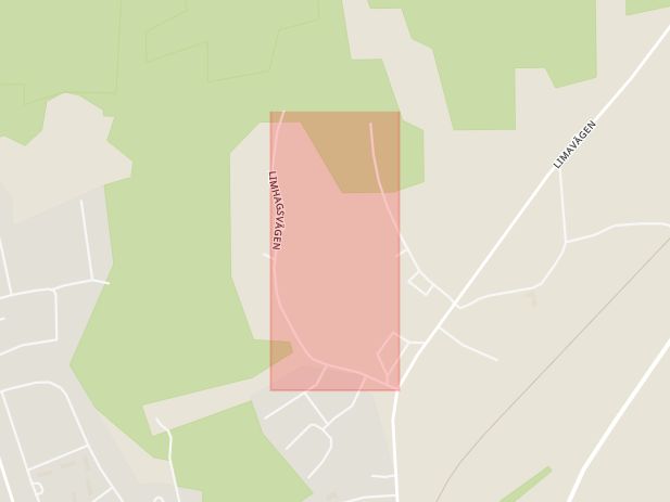 Karta som med röd fyrkant ramar in Limhagsvägen, Leksand, Dalarnas län