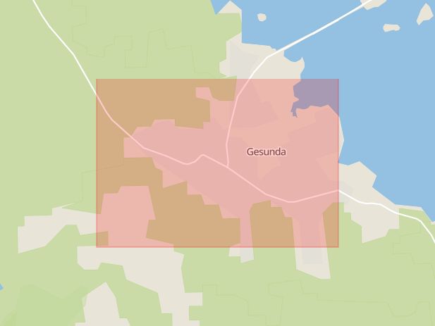 Karta som med röd fyrkant ramar in Gesunda, Mora, Dalarnas län