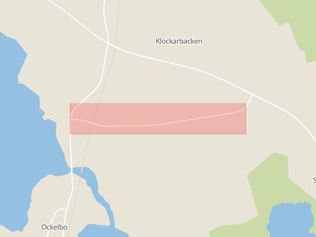 Karta som med röd fyrkant ramar in Hamrångevägen, Ockelbo, Gävleborgs län