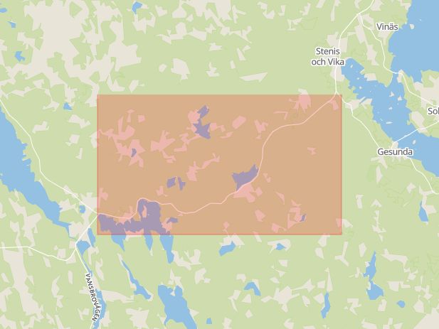 Karta som med röd fyrkant ramar in Johannisholm, Inlandsvägen, Mora, Dalarnas län