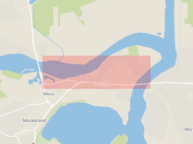 Karta som med röd fyrkant ramar in Älvgatan, Mora, Dalarnas län