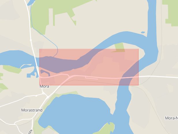 Karta som med röd fyrkant ramar in Älvgatan, Mora, Dalarnas län