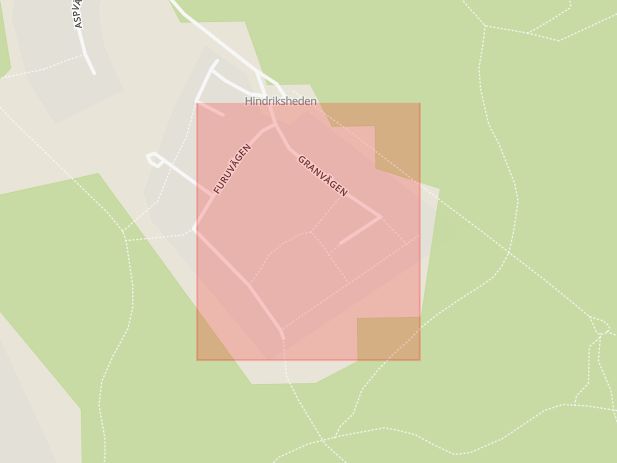 Karta som med röd fyrkant ramar in Furuvägen, Mora, Dalarnas län