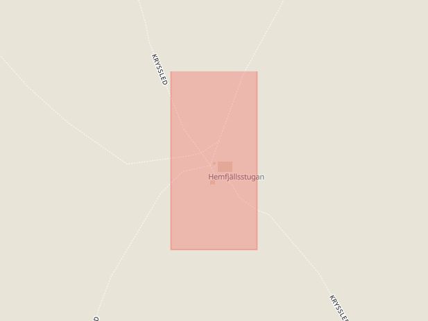 Karta som med röd fyrkant ramar in Hemfjällsstugan, Malung-sälen, Dalarnas län