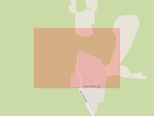 Karta som med röd fyrkant ramar in Hornberga, Orsa, Dalarnas län