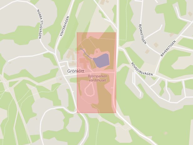 Karta som med röd fyrkant ramar in Grönklitt, Orsa, Dalarnas län