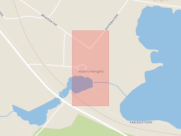 Karta som med röd fyrkant ramar in Kilafors, Herrgården, Bollnäs, Gävleborgs län