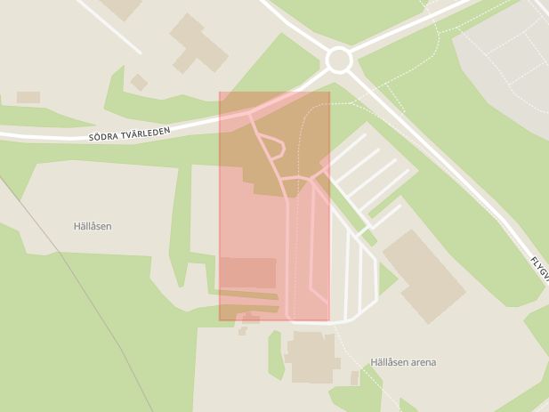 Karta som med röd fyrkant ramar in Hällåsen, Söderhamn, Gävleborgs län
